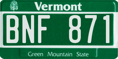VT license plate BNF871