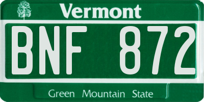 VT license plate BNF872