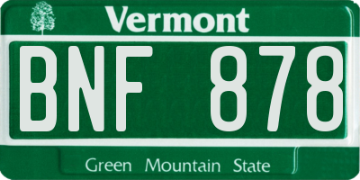 VT license plate BNF878
