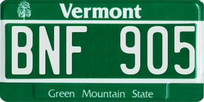 VT license plate BNF905