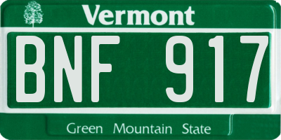 VT license plate BNF917