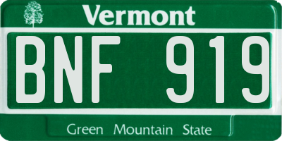 VT license plate BNF919