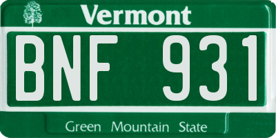VT license plate BNF931