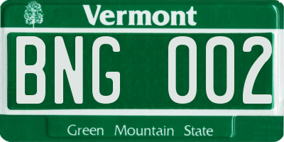 VT license plate BNG002