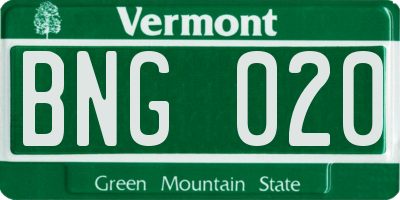 VT license plate BNG020