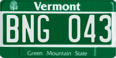 VT license plate BNG043