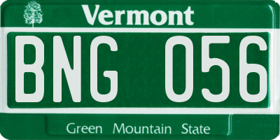 VT license plate BNG056