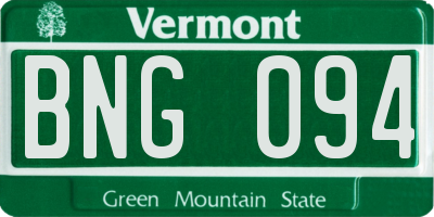 VT license plate BNG094