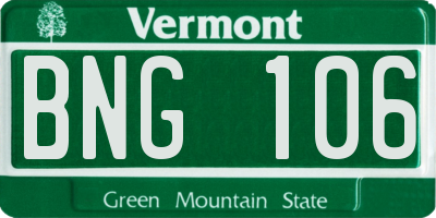 VT license plate BNG106