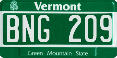 VT license plate BNG209