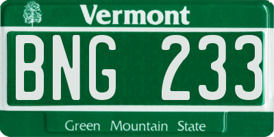VT license plate BNG233