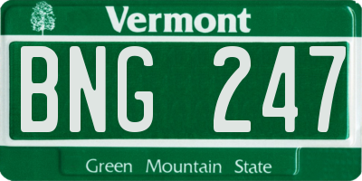 VT license plate BNG247