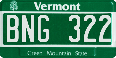 VT license plate BNG322