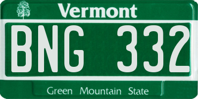 VT license plate BNG332