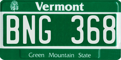 VT license plate BNG368