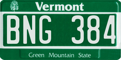 VT license plate BNG384