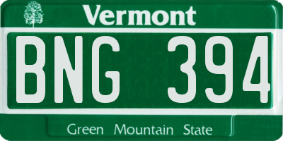 VT license plate BNG394
