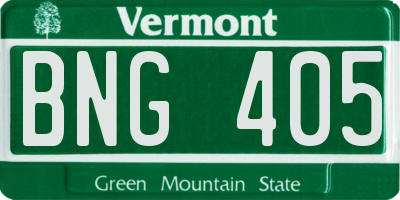 VT license plate BNG405