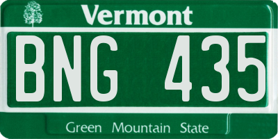 VT license plate BNG435
