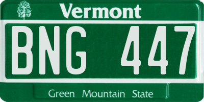 VT license plate BNG447