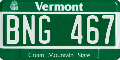 VT license plate BNG467