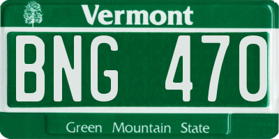 VT license plate BNG470
