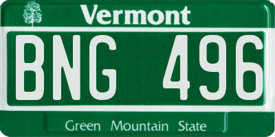 VT license plate BNG496