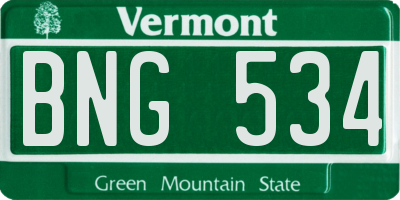 VT license plate BNG534