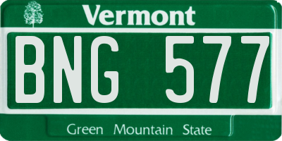 VT license plate BNG577