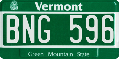 VT license plate BNG596