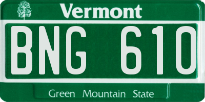 VT license plate BNG610