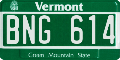 VT license plate BNG614