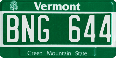 VT license plate BNG644