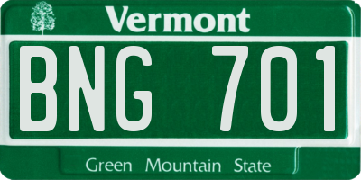 VT license plate BNG701