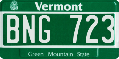 VT license plate BNG723