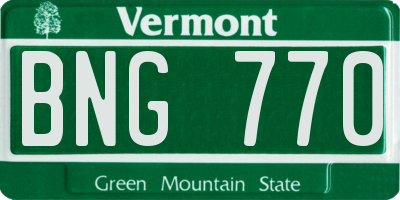 VT license plate BNG770