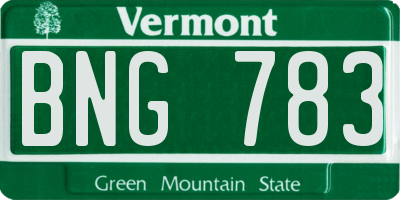 VT license plate BNG783