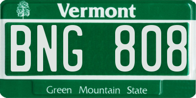 VT license plate BNG808