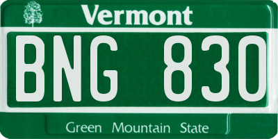 VT license plate BNG830