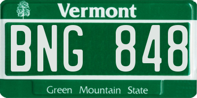 VT license plate BNG848