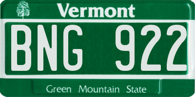 VT license plate BNG922