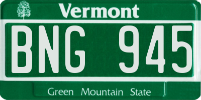 VT license plate BNG945