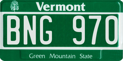VT license plate BNG970