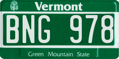 VT license plate BNG978