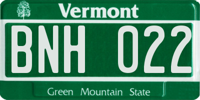 VT license plate BNH022