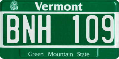 VT license plate BNH109