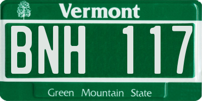 VT license plate BNH117