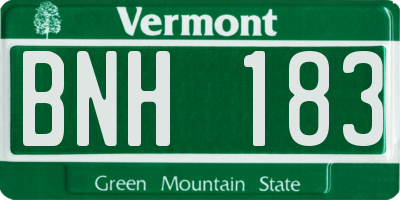 VT license plate BNH183