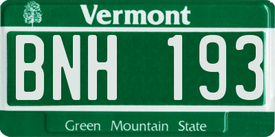 VT license plate BNH193