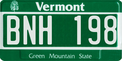 VT license plate BNH198